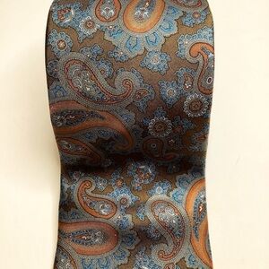 2/$30 MR BIG & TALL Brown Paisley Foulard Silk Tie